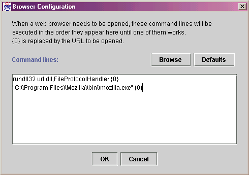 Browser Configuration Dialog